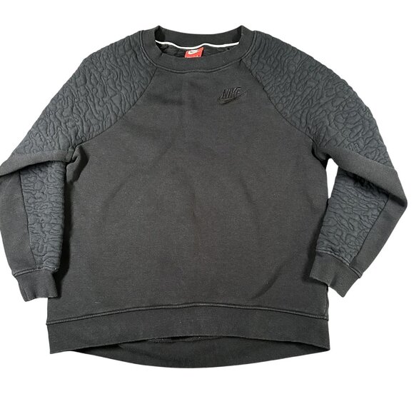 Nike Sweatshirt Womens Large Black Elephant Print Crewneck Pullover 841645-010 - Picture 1 of 14